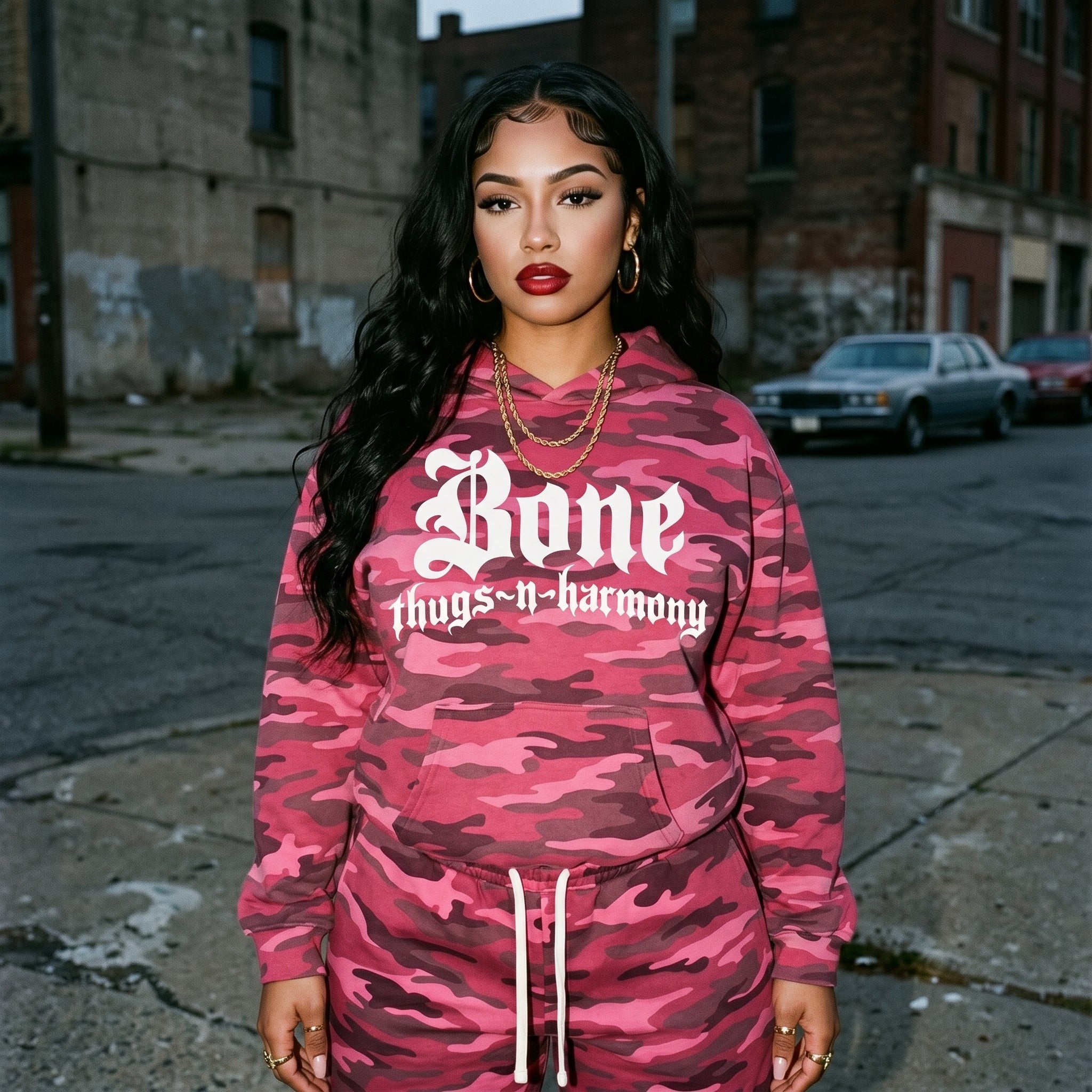 BTNH Pink Camo Hoodie + Shorts Set