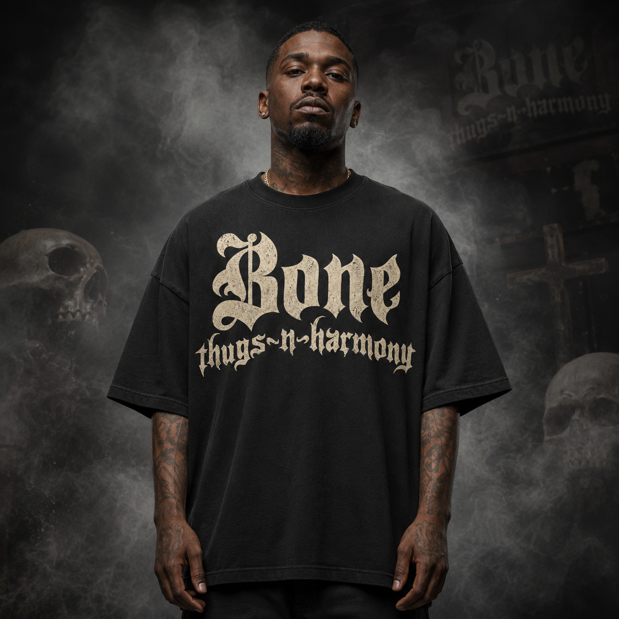 BTNH Logo Tee (Off White on Black)