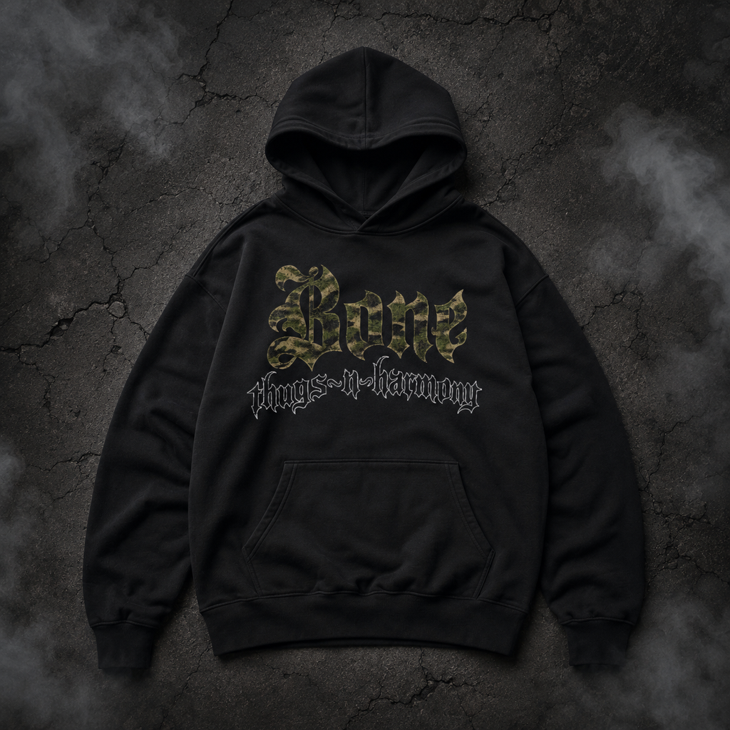 Bone Thugs-N-Harmony Logo Hoodie (Camo on Black)