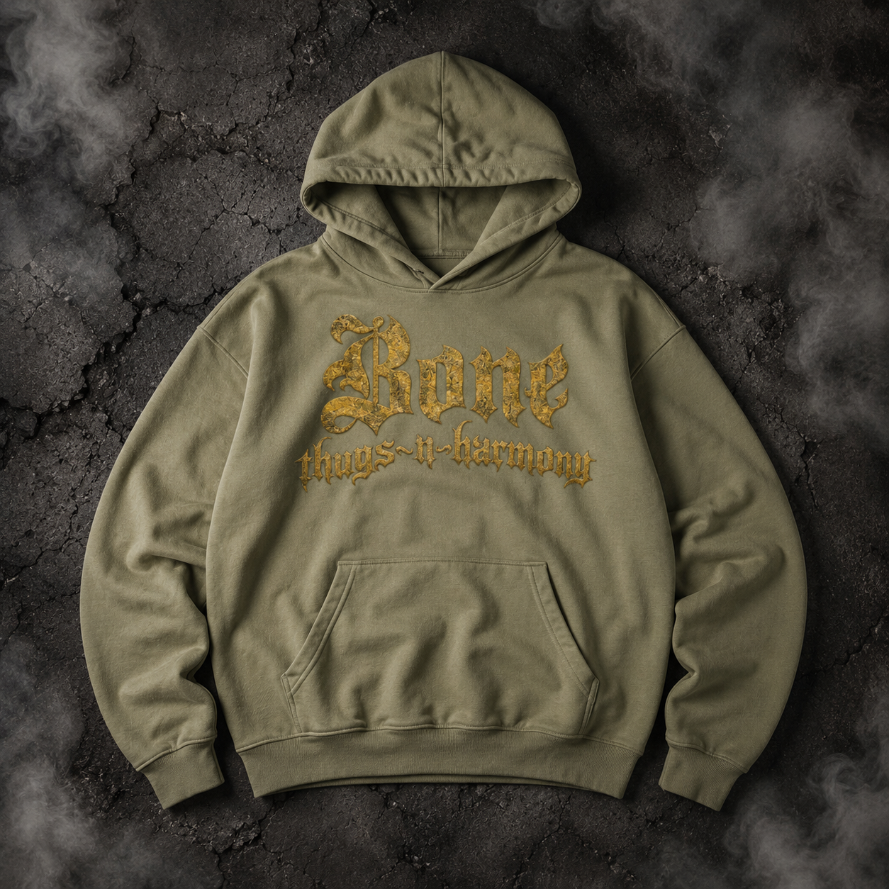Bone Thugs-N-Harmony Logo Hoodie (Gold & Earth Green)