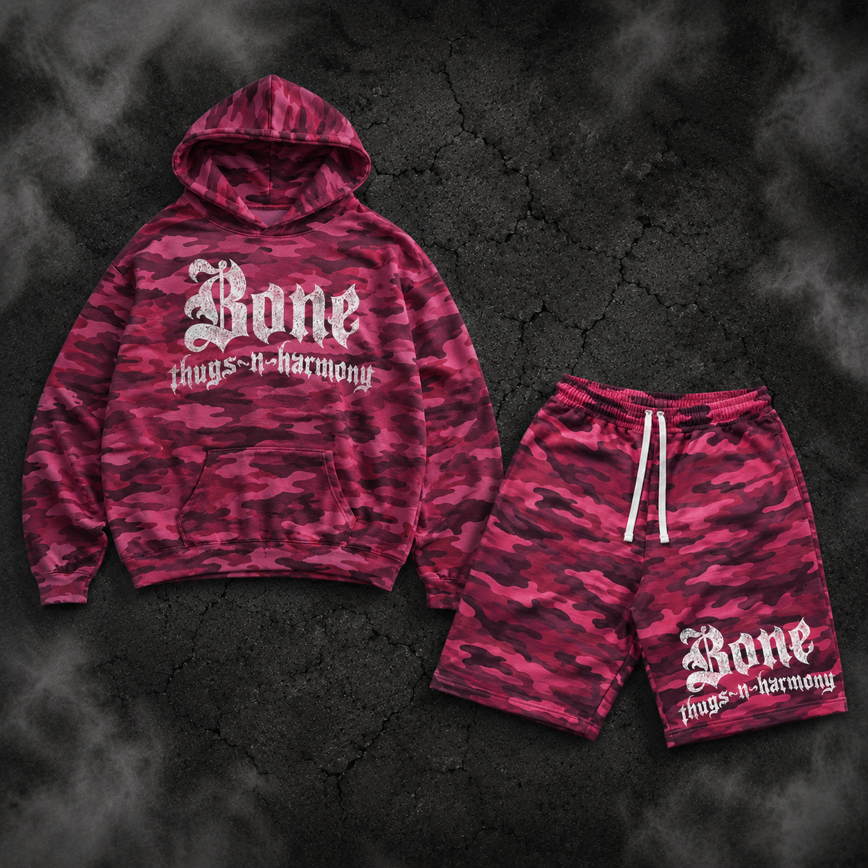 BTNH Pink Camo Hoodie + Shorts Set