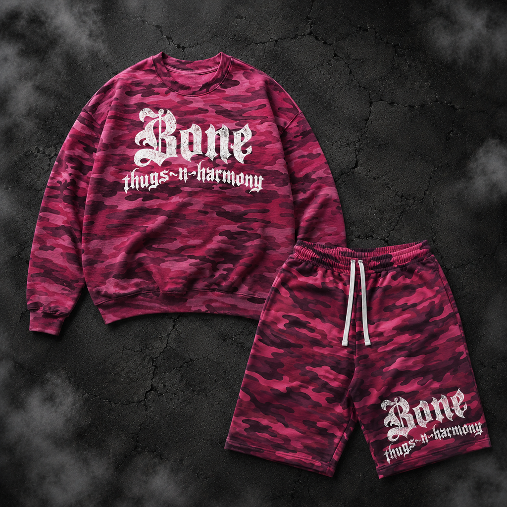 BTNH Pink Camo Crewneck + Shorts Set