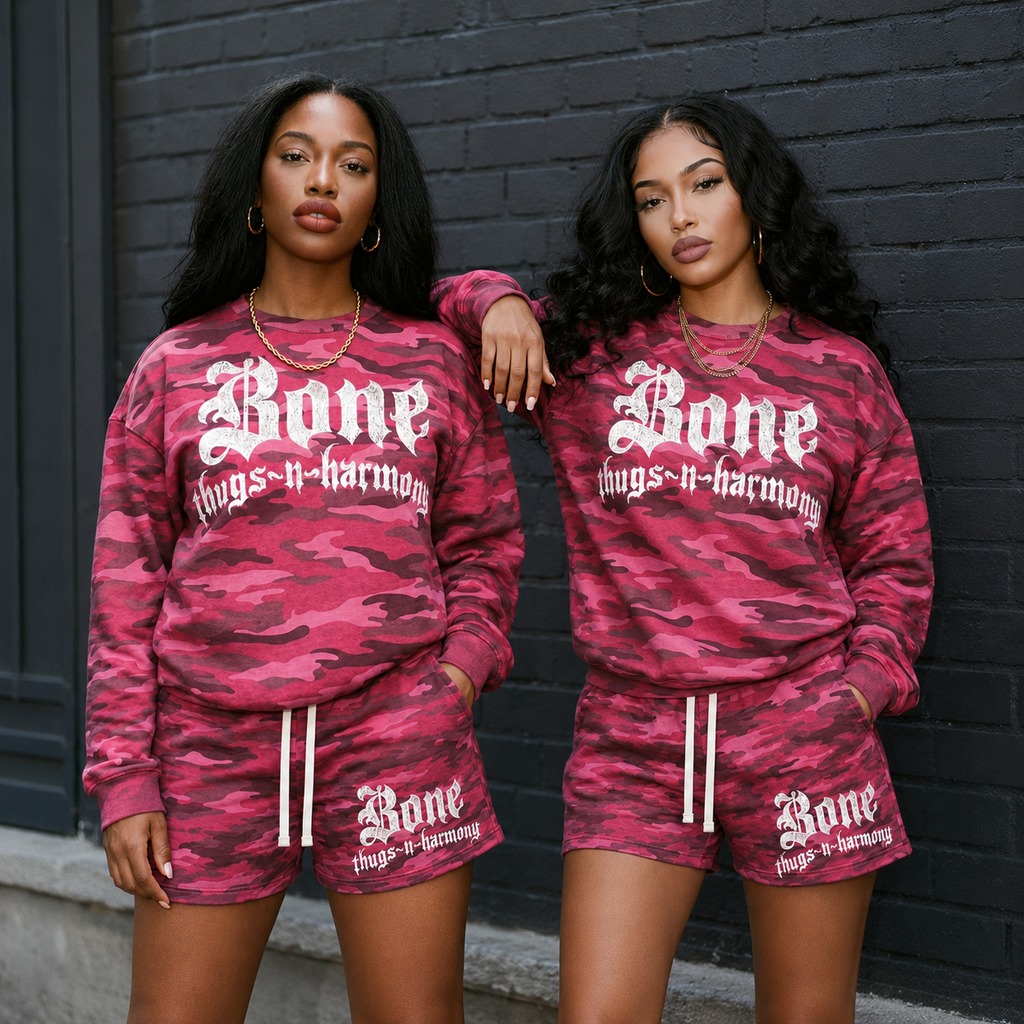 BTNH Pink Camo Crewneck + Shorts Set