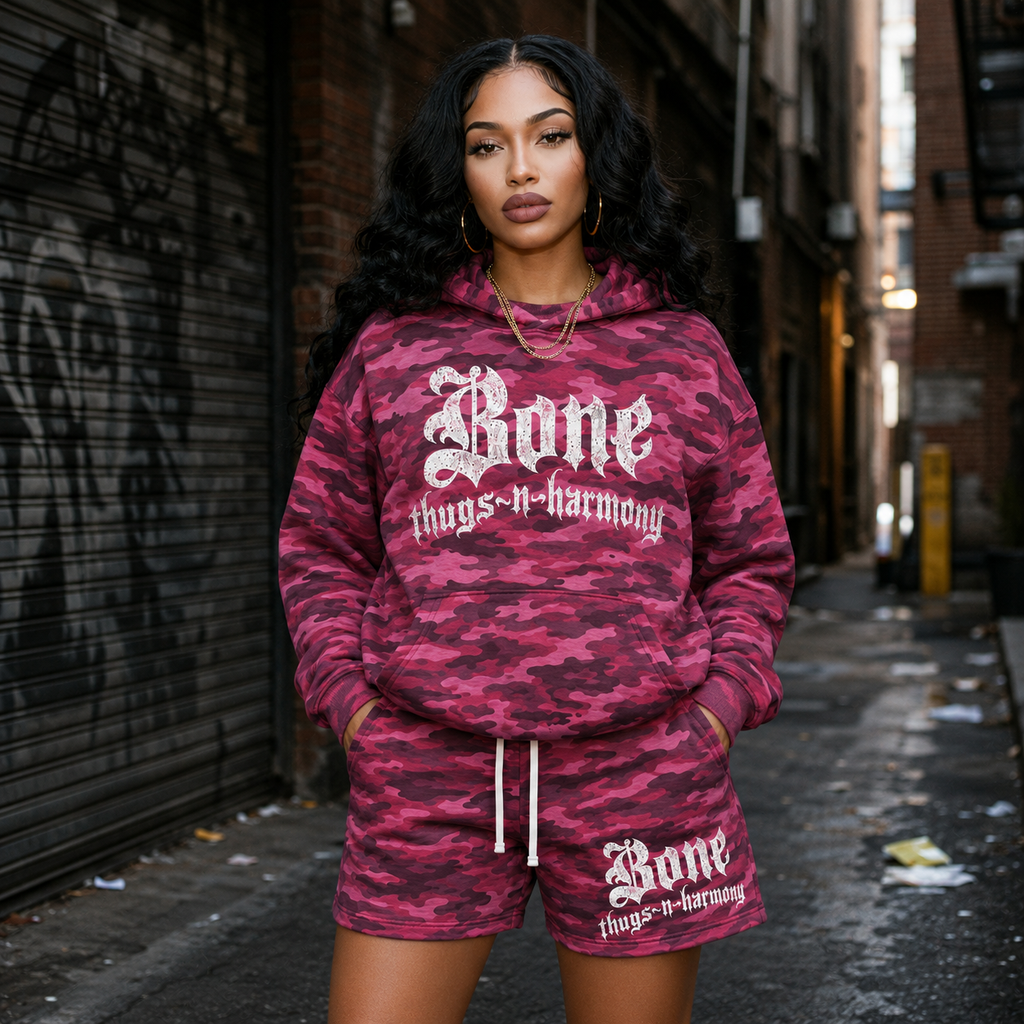 BTNH Pink Camo Hoodie + Shorts Set