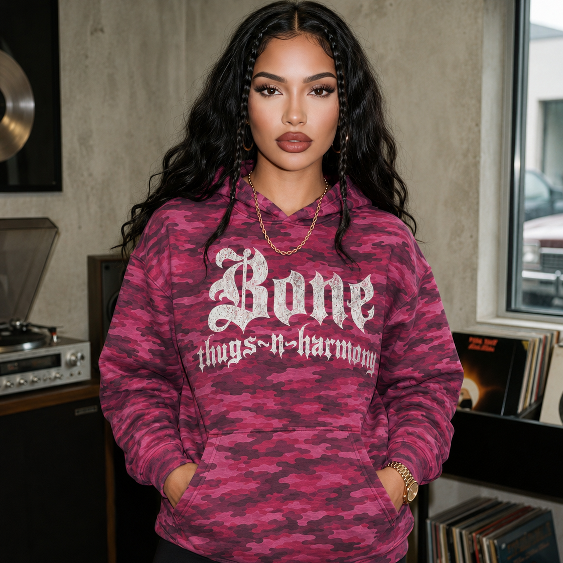 Bone Thugs-N-Harmony Logo Hoodie (Pink Camo)