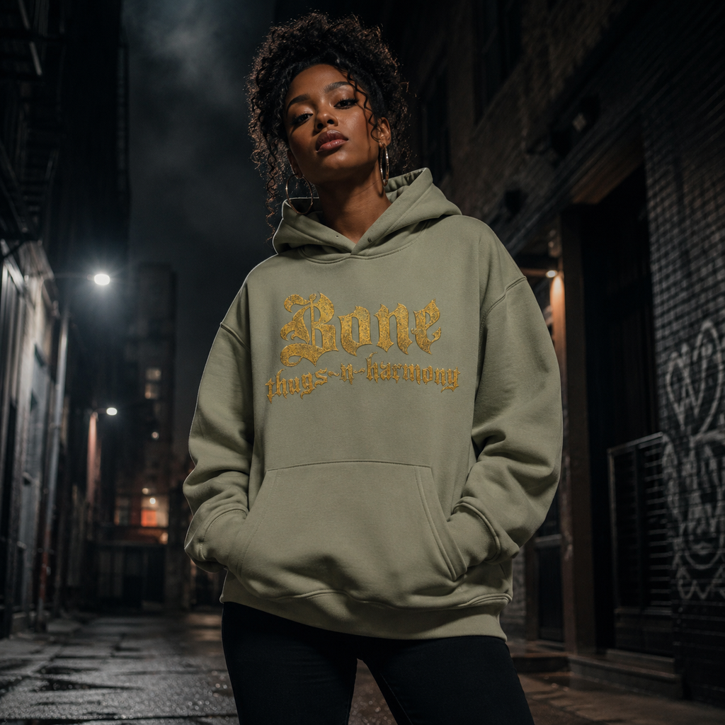 Bone Thugs-N-Harmony Logo Hoodie (Gold & Earth Green)