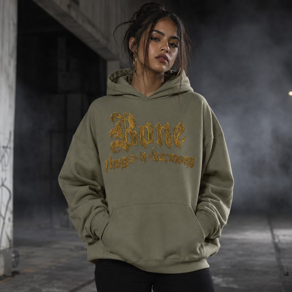 Bone Thugs-N-Harmony Logo Hoodie (Gold & Earth Green)