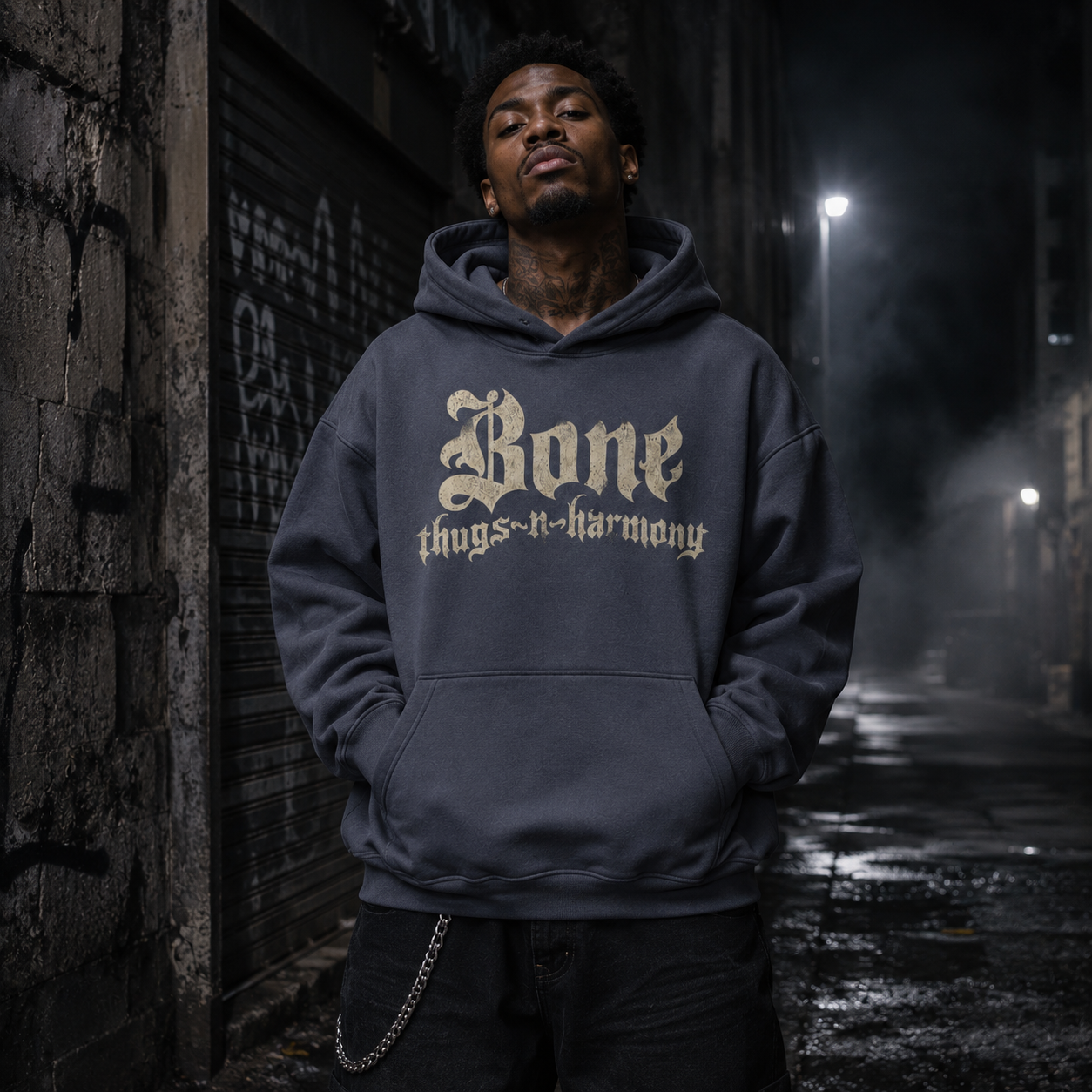Bone Thugs-N-Harmony Logo Hoodie (Off-White & Navy)