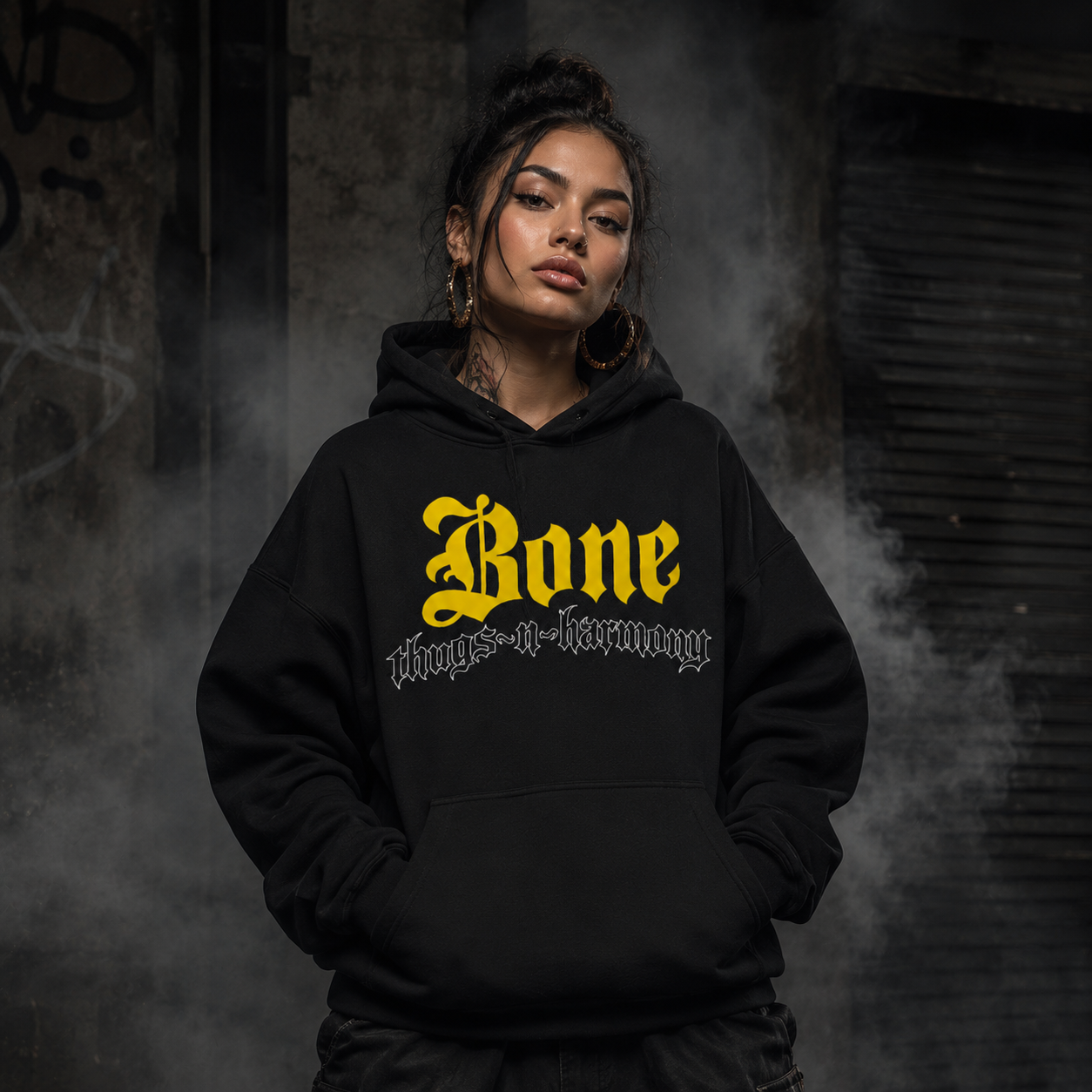 Bone Thugs-N-Harmony Logo Hoodie (Yellow on Black)