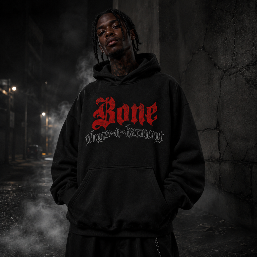 Bone Thugs-N-Harmony Logo Hoodie (Red on Black)