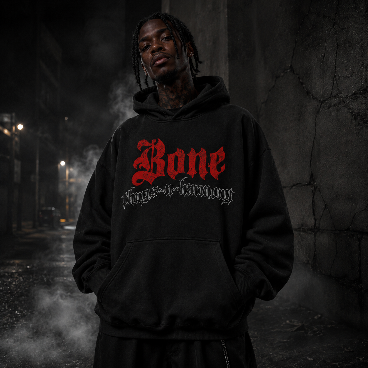 Bone Thugs-N-Harmony Logo Hoodie (Red on Black)