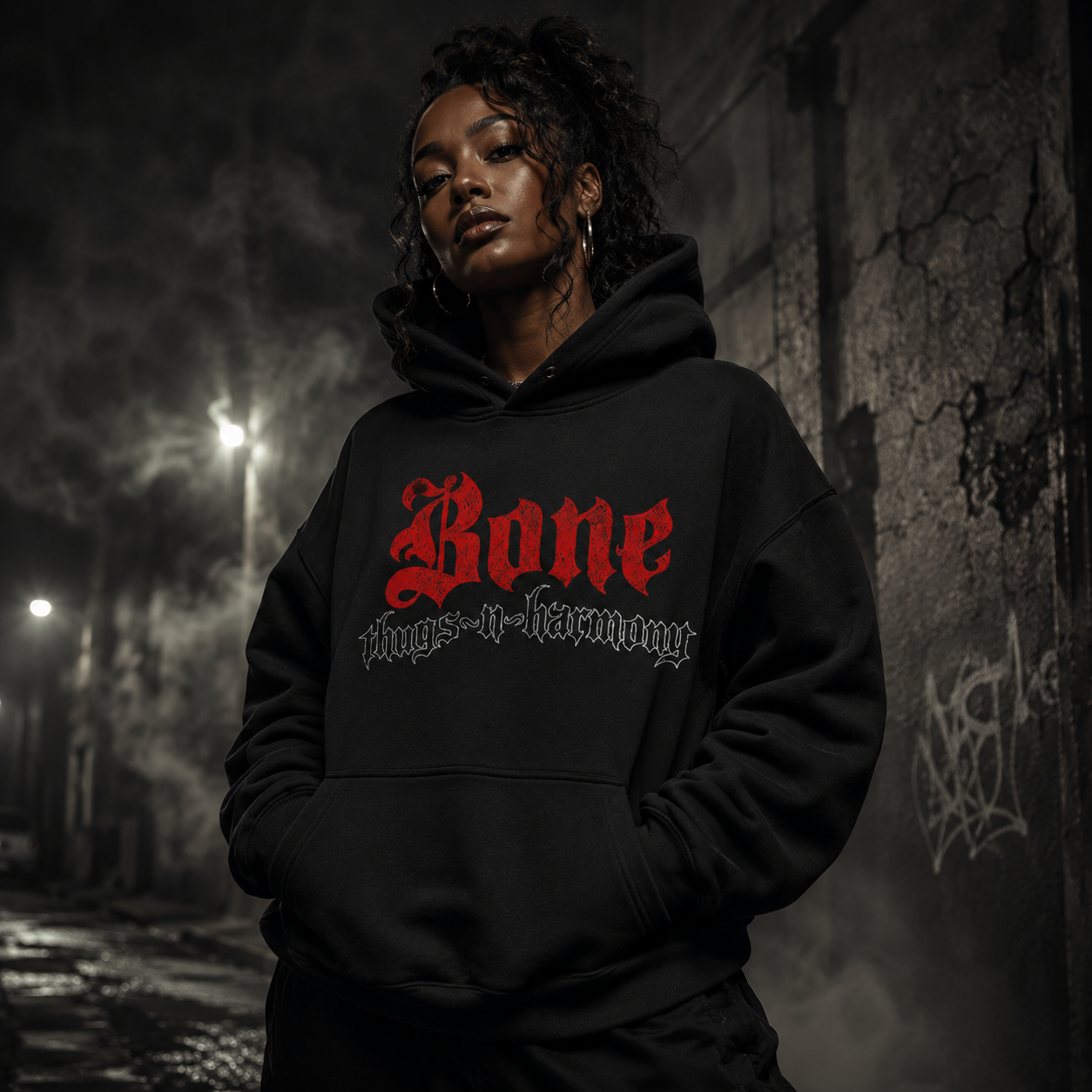 Bone Thugs-N-Harmony Logo Hoodie (Red on Black)