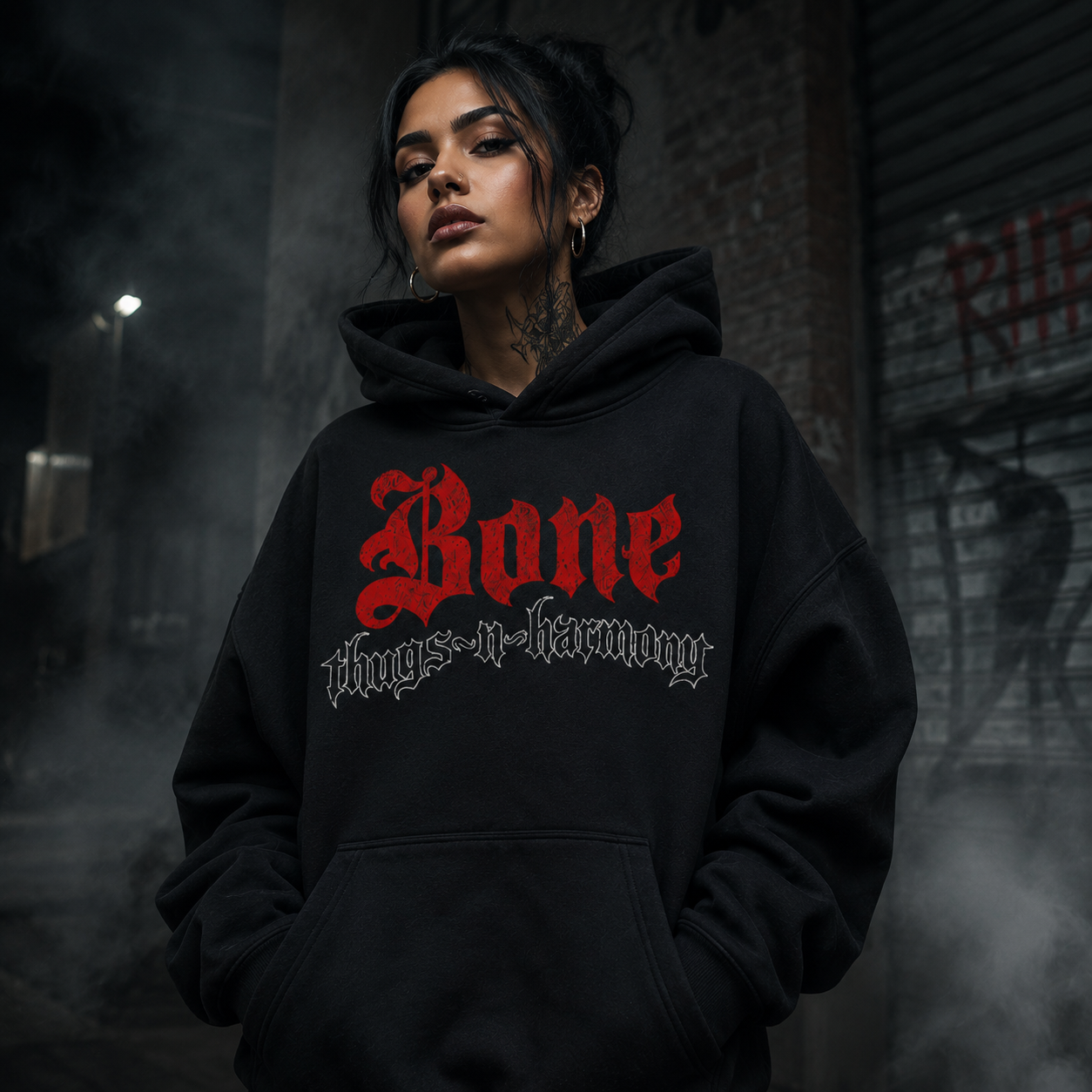 Bone Thugs-N-Harmony Logo Hoodie (Red on Black)
