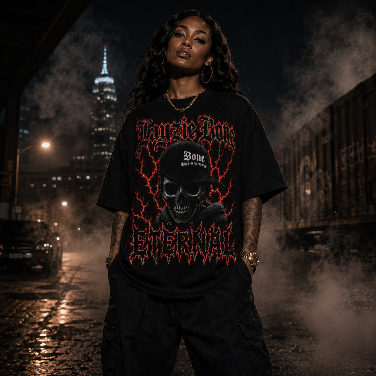 Layzie Bone Eternal Oversized Tee (Red on Black)