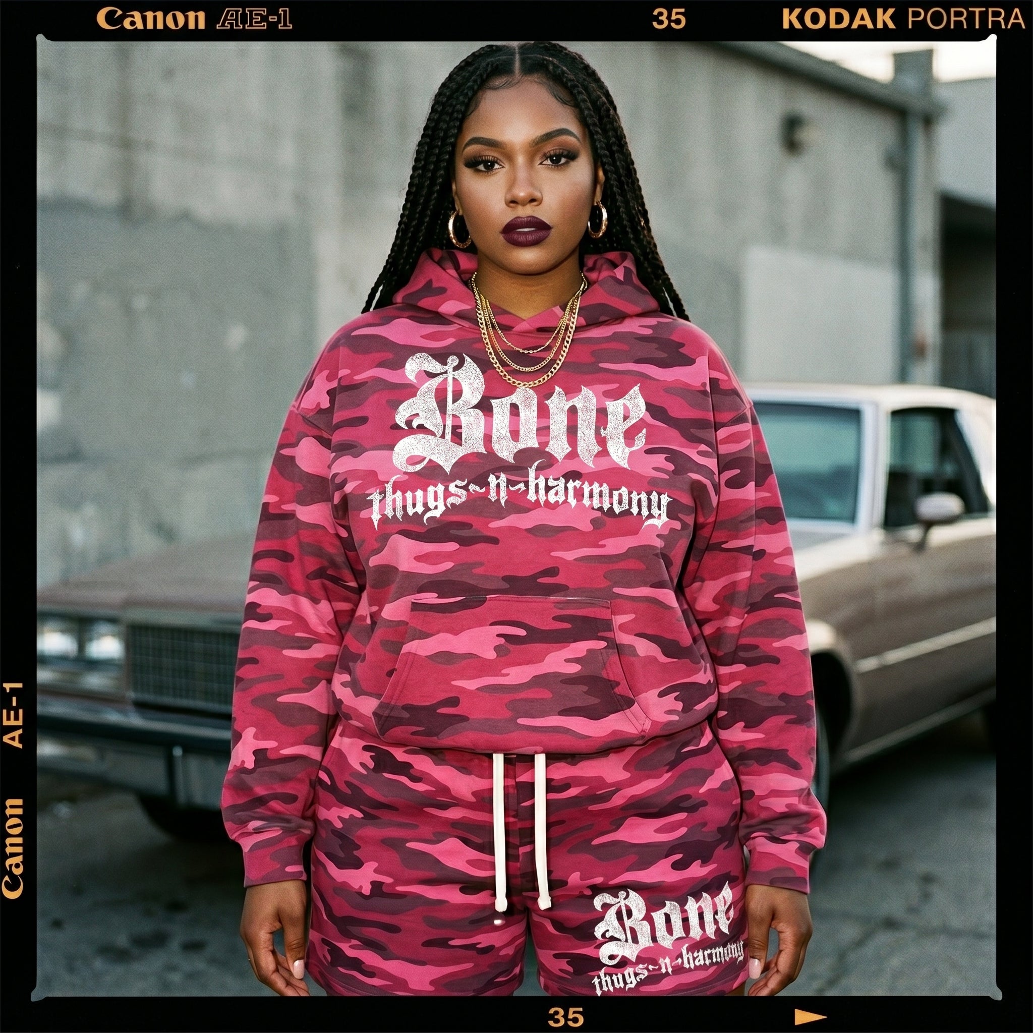 BTNH Pink Camo Hoodie + Shorts Set