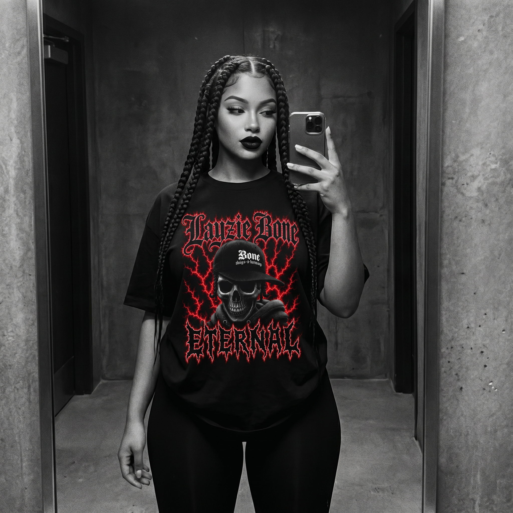 Layzie Bone Eternal Oversized Tee (Red on Black)