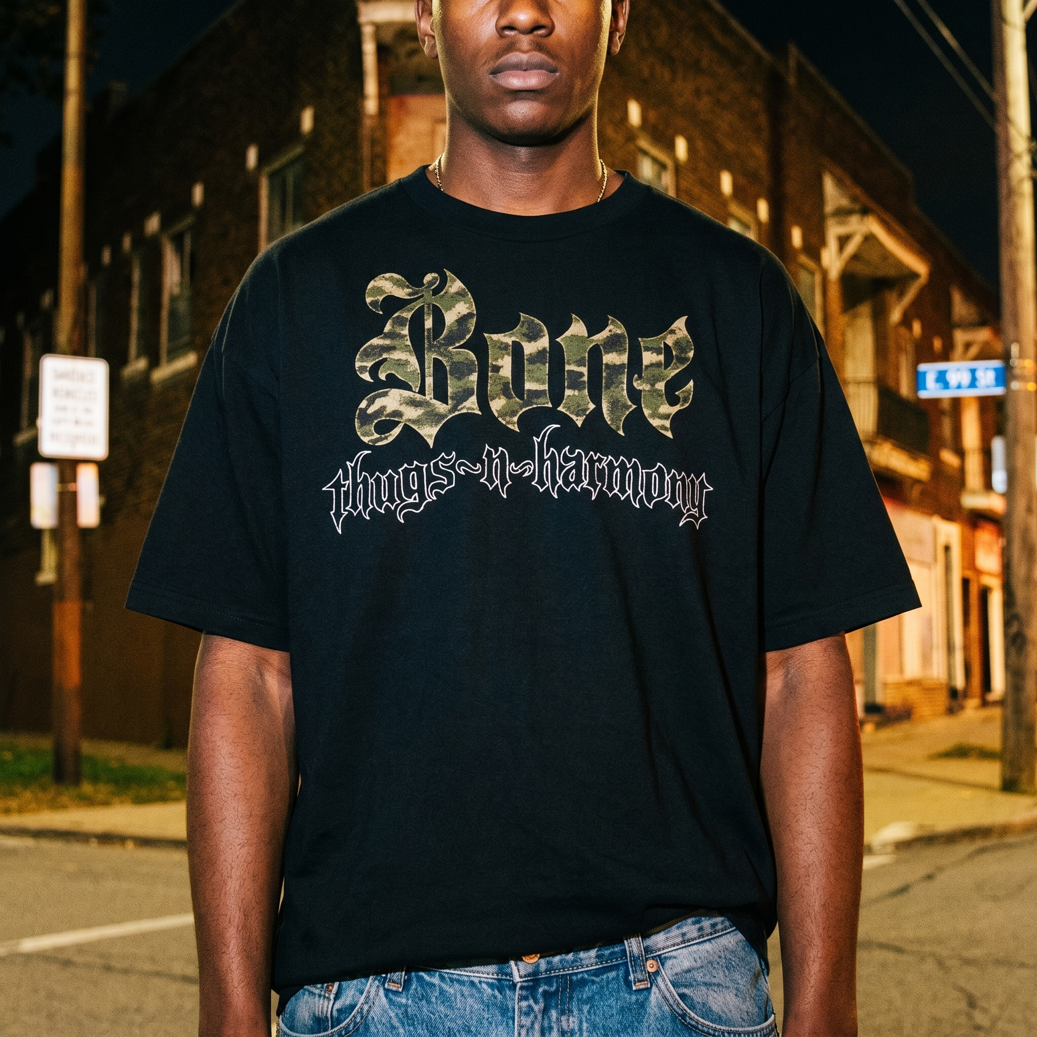 BTNH Logo Tee Camo on Black